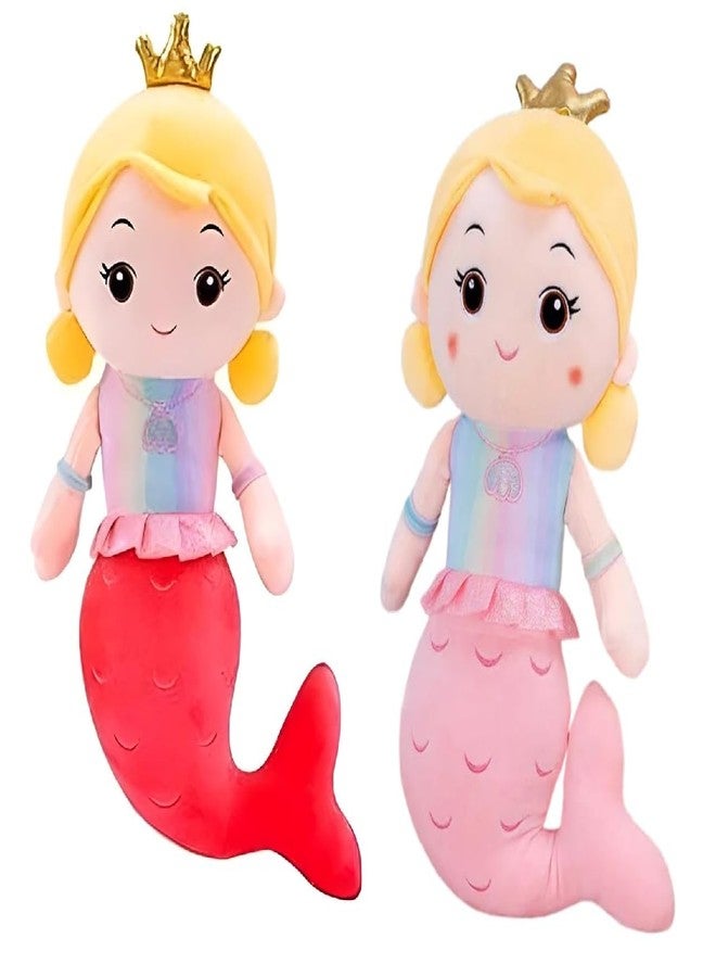 Mimo Mermaid Doll Plush Toy - Soft, Cuddly Stuffed Animal for Kids & Home Decor for Birthday & Festivals (Pink & Red Mermaid)